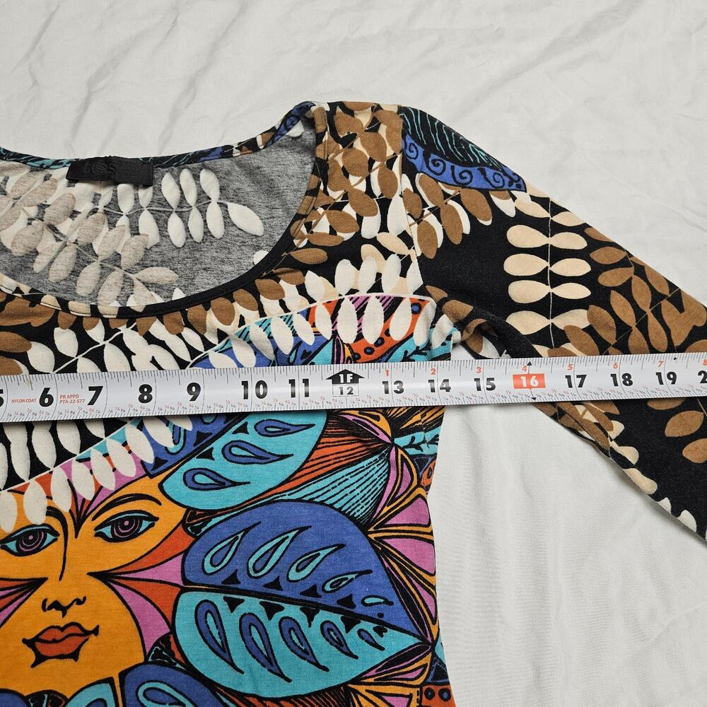 Euro Bell Sleeve Graphic Top Boho Made In Italy - Small - Picture 5 of 6